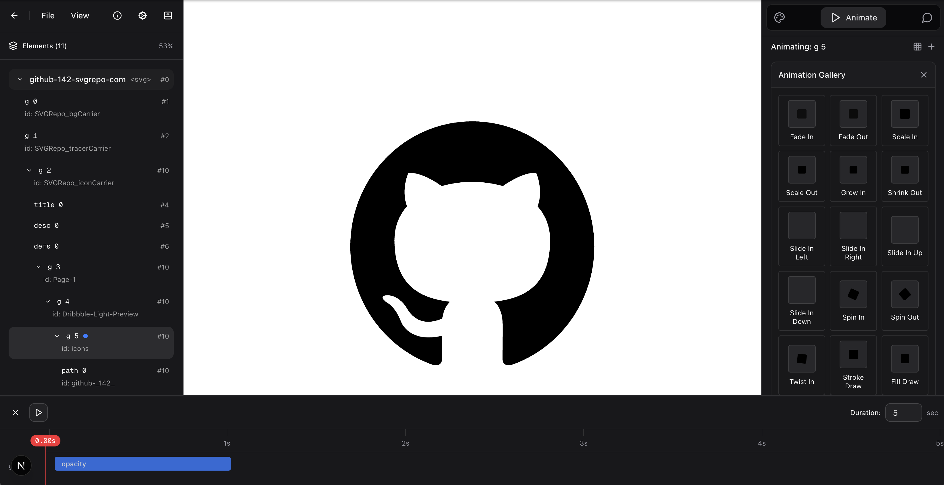Allyson SVG Animation Editor - Dark Mode